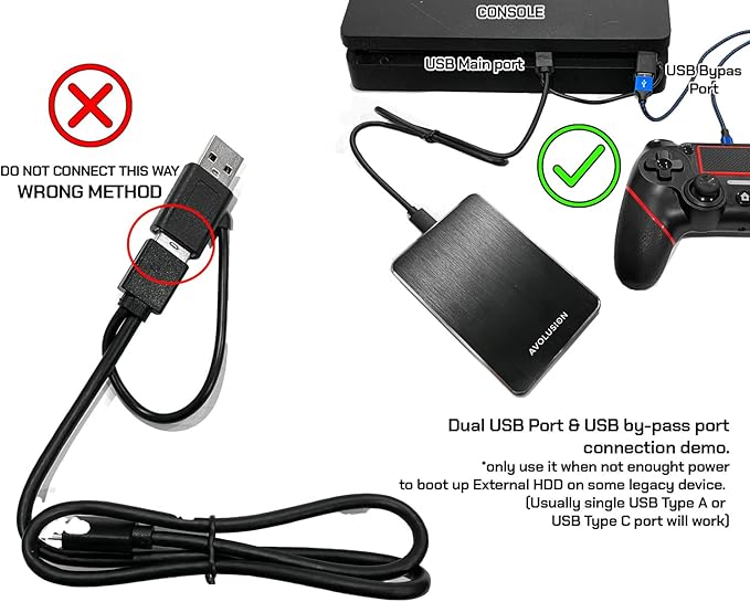 Avolusion M2 Series 1TB USB 3.0 Portable External Gaming Hard Drive (for PS4 / PS5 or Windows OS Laptop/PC) (Renewed)
