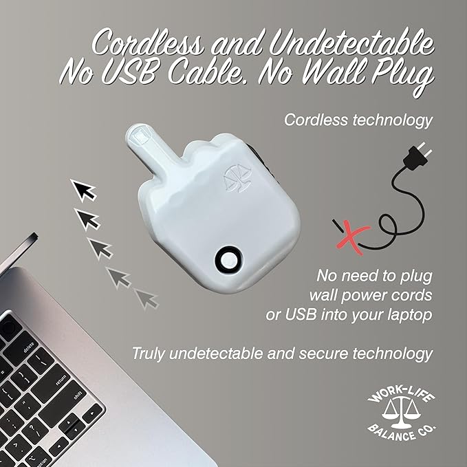 Work-Life Balance Randomized Mouse Trackpad Jiggler - Undetectable Mechanical Moving Device for Laptop Cordless Device Automatic Shaker to Keep Screen Active for WFH Remote Work Essential - Gray