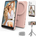 Vamvo Selfie Monitor Screen Vlog Magnetic with Remote Control 1080P Wireless Screen Mirroring Video Recording for Android iOS for Content Creator Live Stream &amp TikTok (Pink)