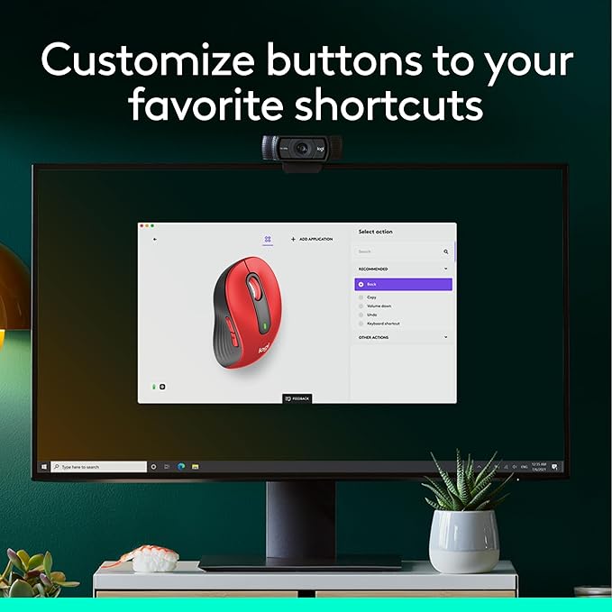 Logitech Signature M650 L Full Size Wireless Mouse - for Large Sized Hands 2-Year Battery Silent Clicks Customizable Side Buttons Bluetooth for PC/Mac/Multi-Device/Chromebook - Classic Red