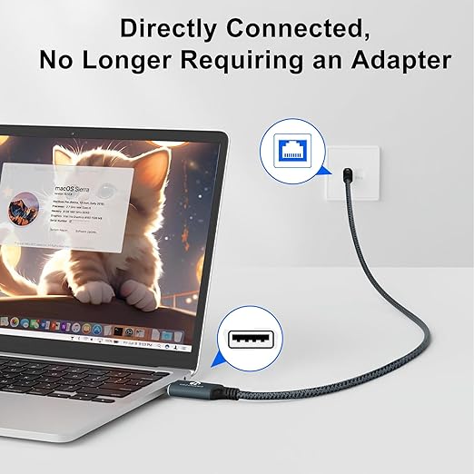 USB to Ethernet Cable 10FT USB 3.0 A to RJ45 Male Cable Directly Connected Gigabit LAN Network Compatible with Laptop PC MacBook Switch Windows 10/11 macOS Linux