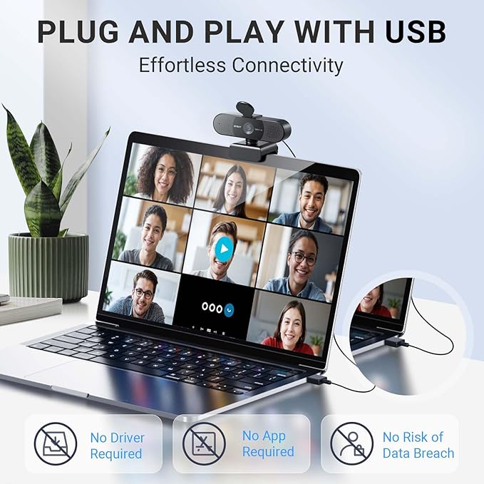 EMEET 2024 Upgraded C960 Webcam for PC Autofocus 1080P HD 73° View Angle Computer Camera w/Privacy Cover and Microphone Plug and Play USB Webcam for Video Calling/Zoom/Teams/Google Meet