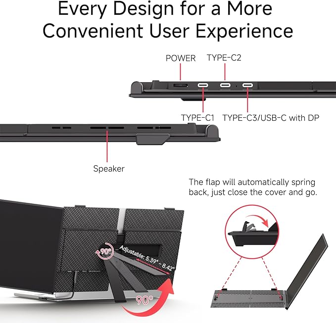 Laptop Screen Extender 14 Lightweight &amp Ultra-Thin 1080P IPS Portable Monitor for Laptop Dual Screen Extender for Remote Work/Business Travel/Home Office Compatible with Windows/Mac/Chrome