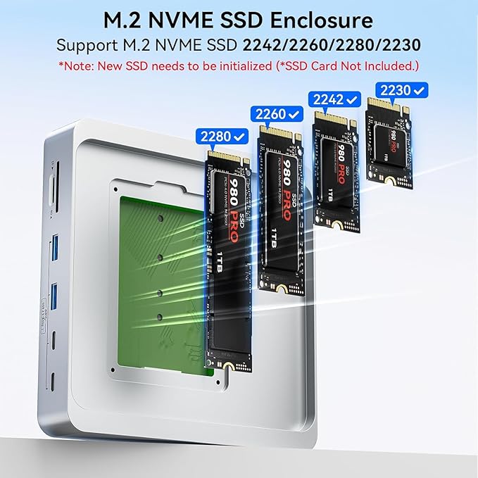 13-Port USB C Hub for iMac 24 inch 2021/2023/2024 iMac Accessories for iMac M1/M3/M4 iMac USB Hub with 5 USB-A &amp 2 USB-C 3.0 Ports 4K@60Hz HDMI 1Gbps Ethernet SD/TF M.2 NVME SSD (Not Include