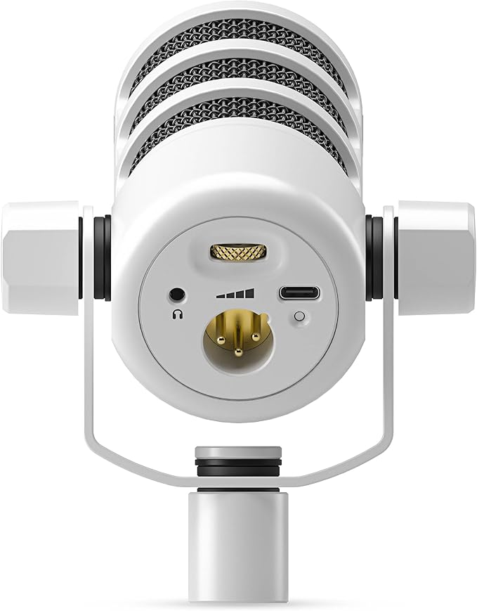 Rode PodMic USB Dynamic Broadcast Microphone (White) with Rode PSA1+ Professional Studio Boom Arm (White) Rode Premium XLR Cable and Pop Filter (10' Pink)