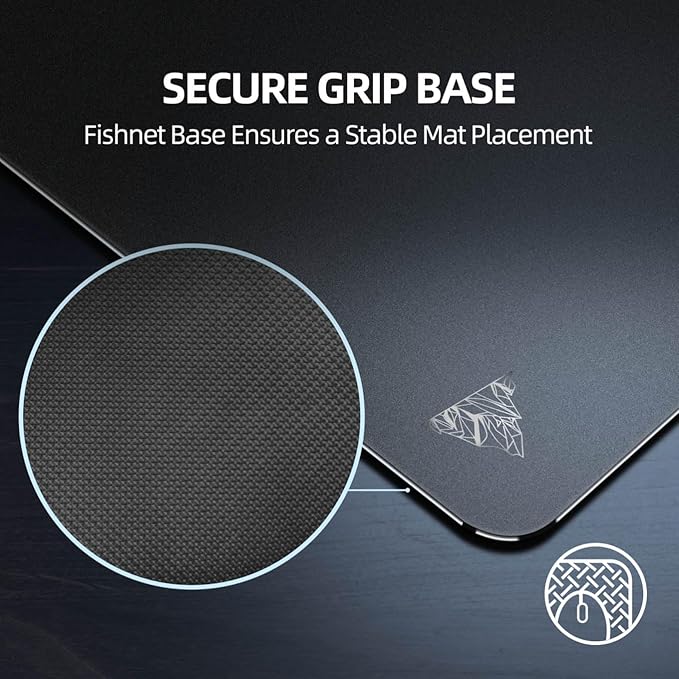 Lovicool Glass Gaming Mouse PadUltra-Smooth Surface Noise-Reducing DesignImpact &amp Scratch Resistant9H Tempered Glass Gaming Mouse Mat15.7 x 17.7 inches-Black