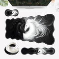 Desk Mat Mouse Pad with Wrist Rest 4-in-1 Large Mouse Pads for Desk Ergonomic Mouse Pad and Keyboard Wrist Rest Gaming Keyboard Mat for OfficeWhite and Black Horse