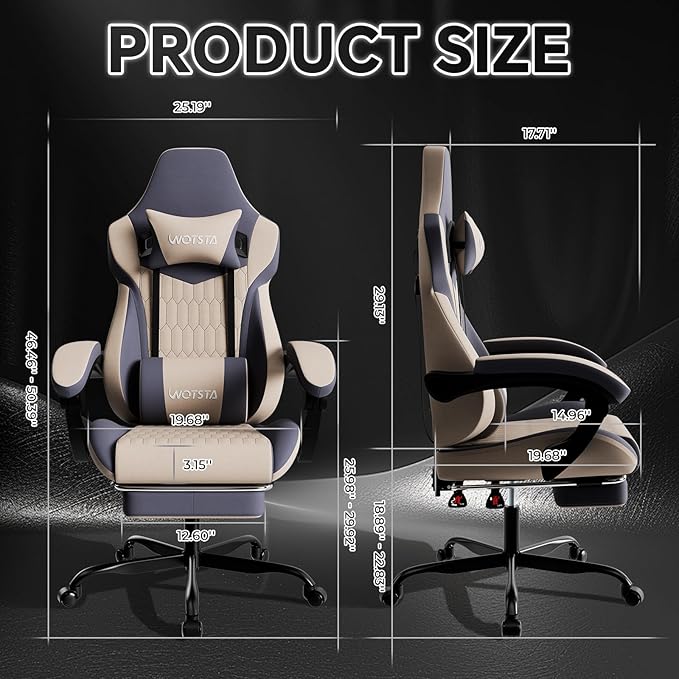 Gaming Chair with Footrest High Back Gaming Chairs PVC Leather Ergonomic Gamer Chair with Adjustable Headrest Lumbar Support Racing Style Video Gaming Chair for Office/Home (Grey)