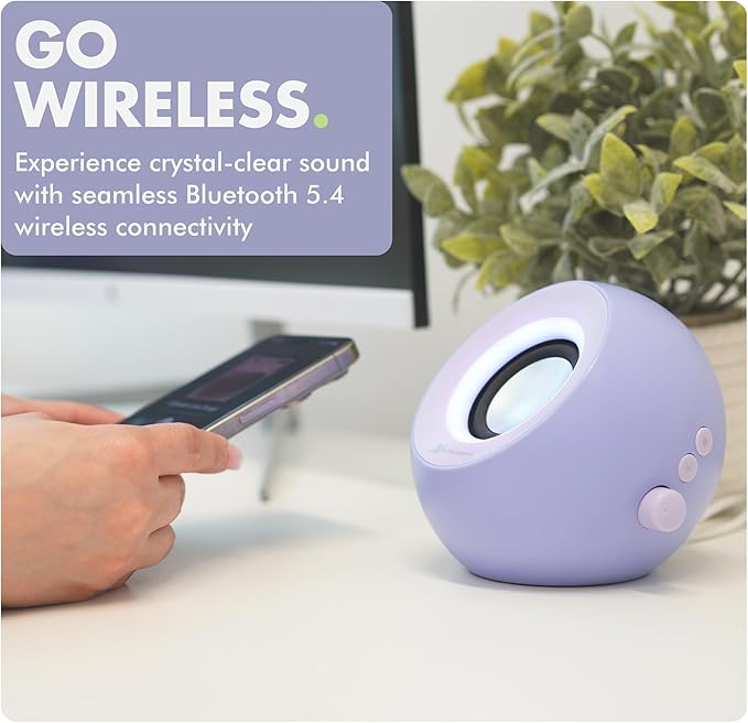 X9 Performance Purple Computer Speakers for Desktop PC with RGB Lighting Bluetooth USB and AUX - Triple Mode Connection Dual 2.25 Drivers for Work and Play - Bluetooth PC Speakers - Purple