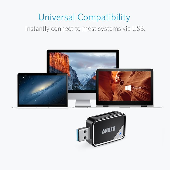 Anker 4-Port USB 3.0 Unibody Aluminum Portable Data Hub&ampAnker USB 3.0 SD Card Reader