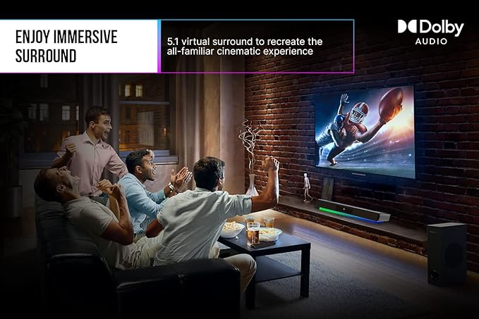 Creative Sound Blaster Katana V2X 5.1 Multi-Channel Gaming Soundbar with Compact Subwoofer 180W Peak Power ft Tri-Amplified 5-Driver Design Super X-Fi Technology and RGB Lighting