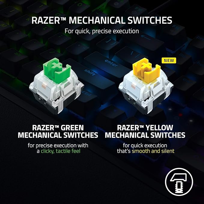Razer BlackWidow V3 Mechanical Gaming Keyboard: Green Mechanical Switches - Tactile &amp Clicky - Chroma RGB Lighting - Compact Form Factor - Programmable Macro Functionality - USB Passthrough (Renew
