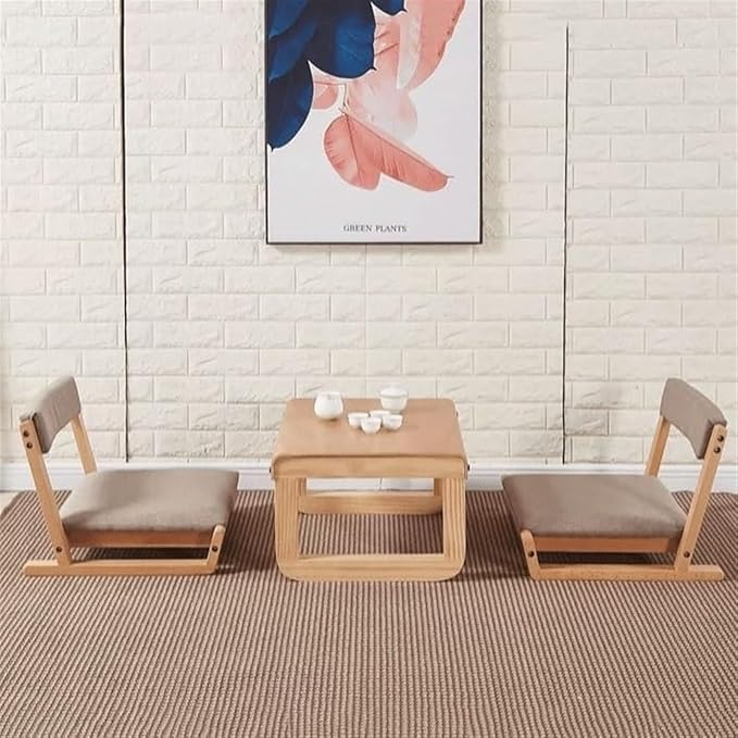 BTZHY Floor Chair Floor Chair Modern Wooden Chair Tatami Chair Japanese Floor Seat Cushion Multifunctional Seating for Guests Low Seat Lazy Sofa Floor Chair Indoor Furniture (Style 1)