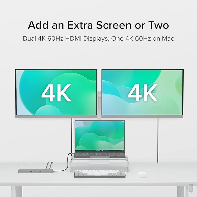 Plugable 11-in-1 USB-C Hub 100W USB-C Pass-Through Laptop Docking Station Dual Monitor 4K 60Hz HDMI Compatible with Thunderbolt Windows Chromebooks Displays Mirrored on Mac