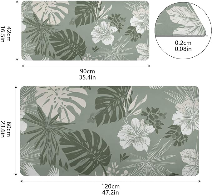 Mouse Pad Desk Mat Leather Desk Pad Large Gaming Desk Cover Protector Mat for Keyboard Computer Laptop Office Waterproof 47.2 x 23.6 Inch Tropical Palm Leaves Birds Flowers