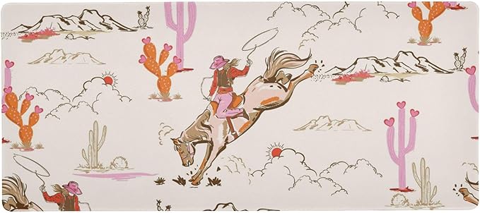 Cute Cowgirl Cowboy Boots Desert Computer Mouse Mat Desk Pad Large Mouse Pad Keyboard Non-Slip Desk Mat for Work Game Office 35.4 x 15.7 in