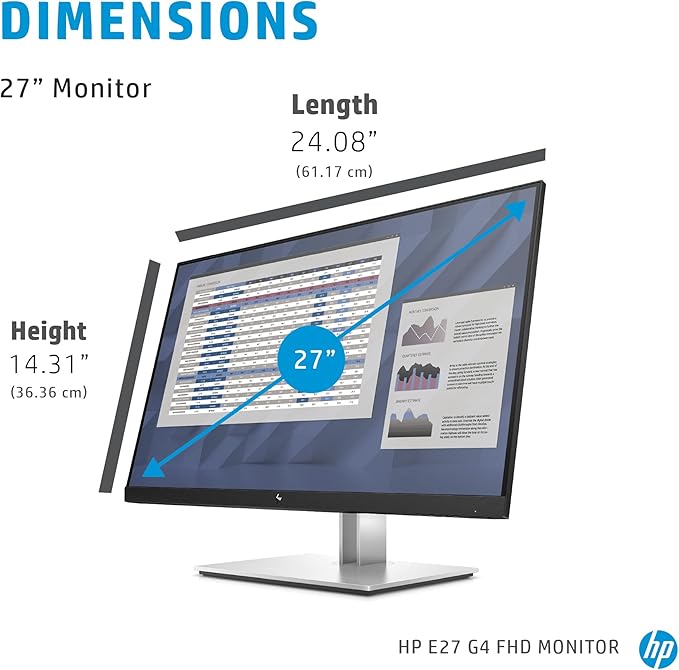 HP E27 G4 27-inches Full HD 1920 x 1080 Pixels Anti-Glare IPS Monitor with Low Blue Light Mode and On-Screen Control