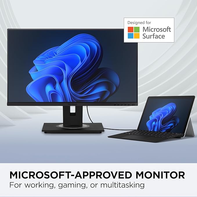 ViewSonic VG245 24 Inch IPS 1080p Monitor Designed for Surface with Advanced Ergonomics 60W USB C HDMI and DisplayPort