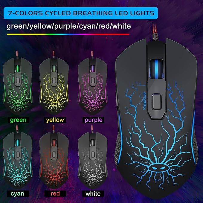 Gaming Keyboard and Mouse Combo K1 RGB LED Backlit Wired Keyboard with 104 Key Computer PC Gaming Keyboard for PC/Laptop (Black)