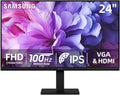 Samsung S24 inch IPS FHD (1920x1080) Monitor 100Hz Refresh Rate 5ms AMD FreeSync Ergonomic Design Eye Care Flicker-Free Game Mode HDMI &amp VGA Tilt Adjustment Black