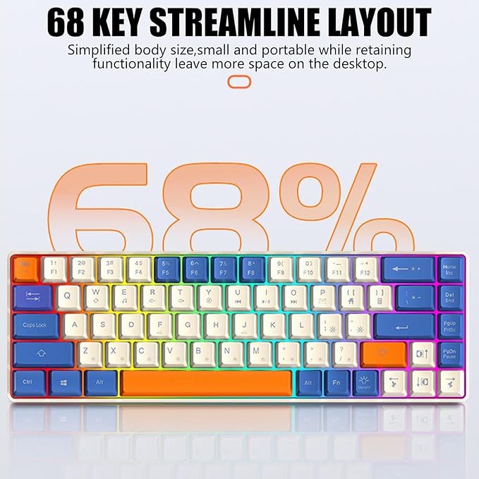 60% Mechanical Gaming Keyboard with Full Key Rollover Wire Keyboard for High Intensity Gaming Quiet Mechanical Keyboard