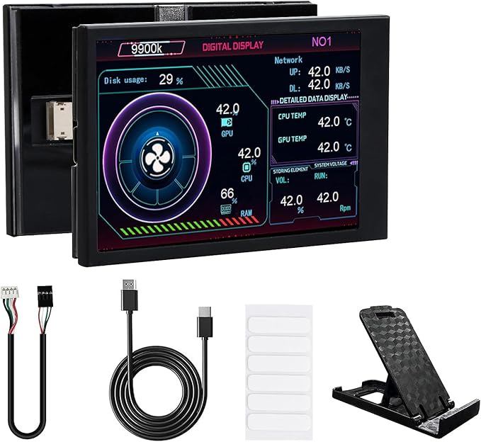 3.5 IPS USB Mini Screen Computer Temp Data Monitor Display Type-C Sub Screen for PC ARGB Computer Case Secondary Screen