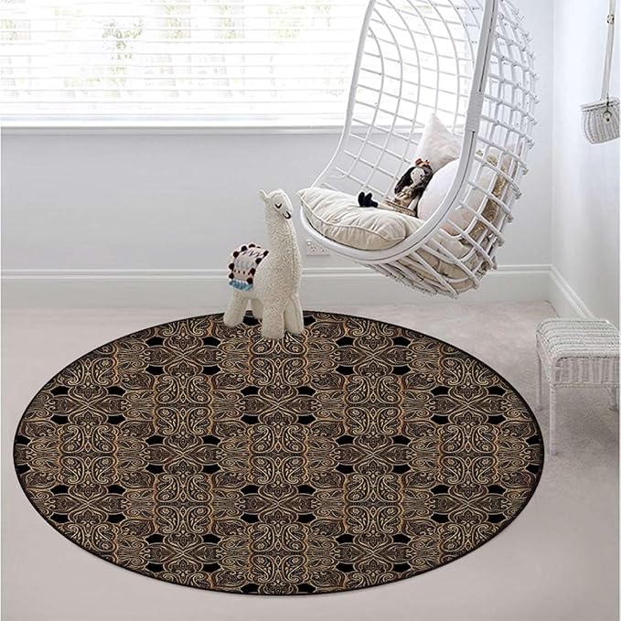 Gold Black Office Home Chair Mat Gaming Computer Rolling Chair Mats Round Chair Cushion Non-Slip Low-Pile Hardwood Floor Mats Kaleidoscopic Universe Balance Diameter 55 in