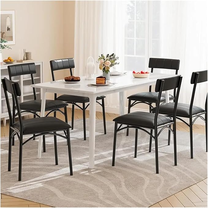 Adjustable Office Computer Chair with Armrest 2pcs Black Leather Upholstered Dining Chairs with Backrest for Restaurants Kitchens