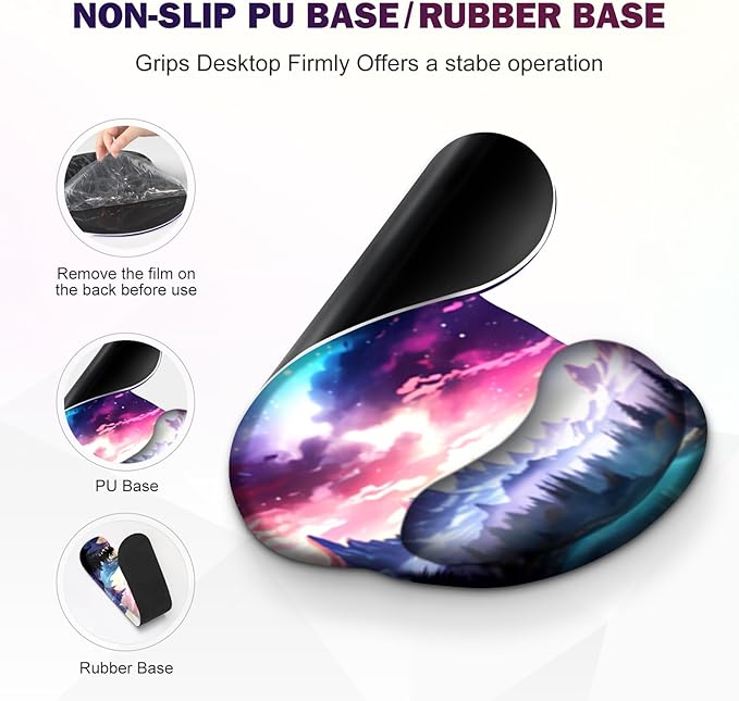Gaming Mouse Pad Large Desk Mat Cute Desk Pad Protector 4in1 XXL Mousepad + Keyboard Wrist Rest+Mouse Wrist Rest+Coaster Set with Ergonomic Desk Pad for Home Office Table Computer Purple Hill