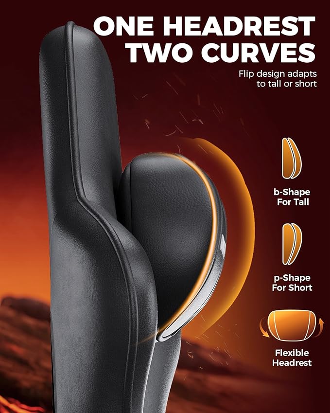 GTPLAYER Big and Tall Gaming Chair with Footrest Ergonomic Office Desk Chair with 4.4in Thick Cushion and Wide Wingless Seat Comfortable Leather Computer Chair Predator Series Black with Trim