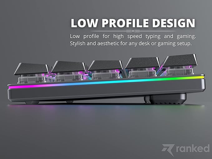 Ranked G65 Guardian 65% | Full Aluminum Frame | Ultra Slim Hot Swappable Mechanical Gaming Keyboard | 68 Keys Multi Color RGB LED Backlit for PC/Mac Gamer (Black Gateron Low Profile Blue)