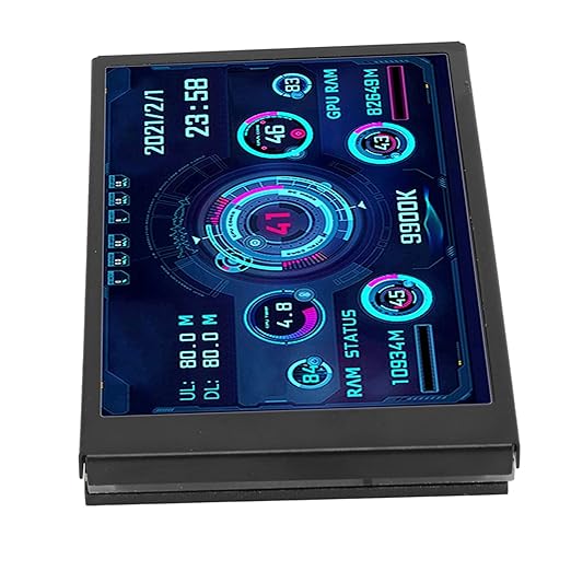 ZASCHMOY Computer Temperature Monitor Small Screen Display for aida64 PC CPU Data Monitor Easy to Use for Computer Enthusiasts 3.5 USB (Black)
