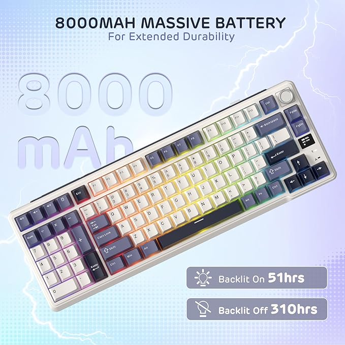 RK ROYAL KLUDGE L98 Wireless Mechanical Keyboard w/Left-Handed Southpaw Design Numpad &amp Hot Swappable Knob Tri-Mode 95% Keyboard BT/2.4G/USB-C Pro Software Gasket Mount Massive 8000mAh Battery