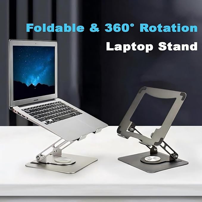 Laptop Pad 360 Rotating Laptop Stand 2 Adjustable Angle and 0-13 inches Tall Adjustable Cooling Pad Fits 10-17.3 laptops Pads