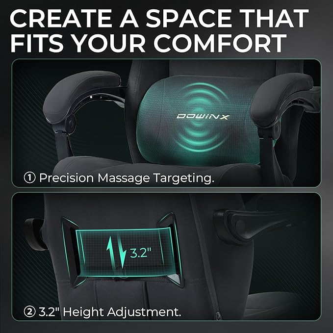 Dowinx Big and Tall Gaming Chair Suede Fabric Game Chair with Pocket Spring Cushion High Back Gamer Chair Ergonomic with Footrest for Adults Office 440LBS Grey