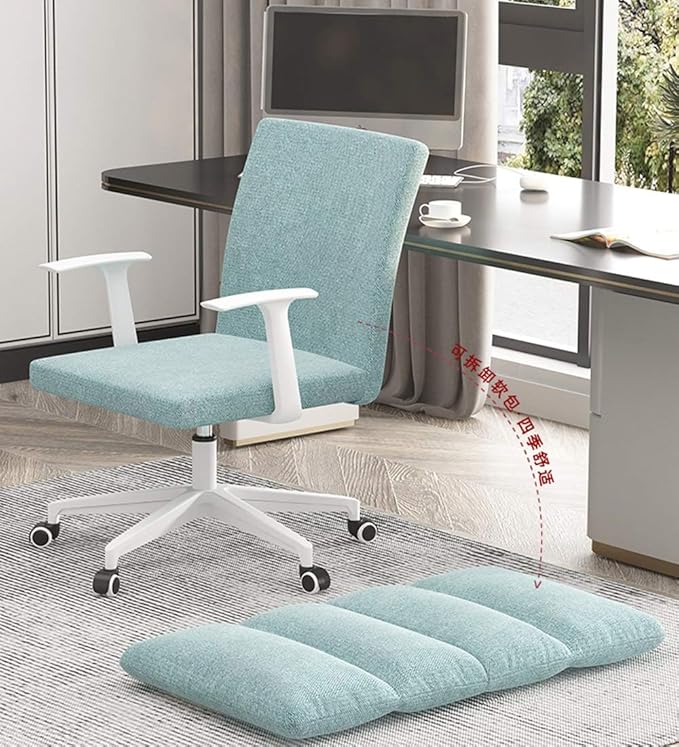 Katzowen Office Computer ChairHome Leisure Computer Chair Comfortable backrest Removable Soft Bag and armrest Gaming Chair Not tiltable Heavy Nylon feet Load-Bearing 120kg (Color : Blue)