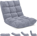 14-Position Floor Sofa Folding Gaming Sofa Chair Comfy Cushions &amp Study Steel Frame Angle Adjustable Sleeper Bed Couch Recliner (Grey)
