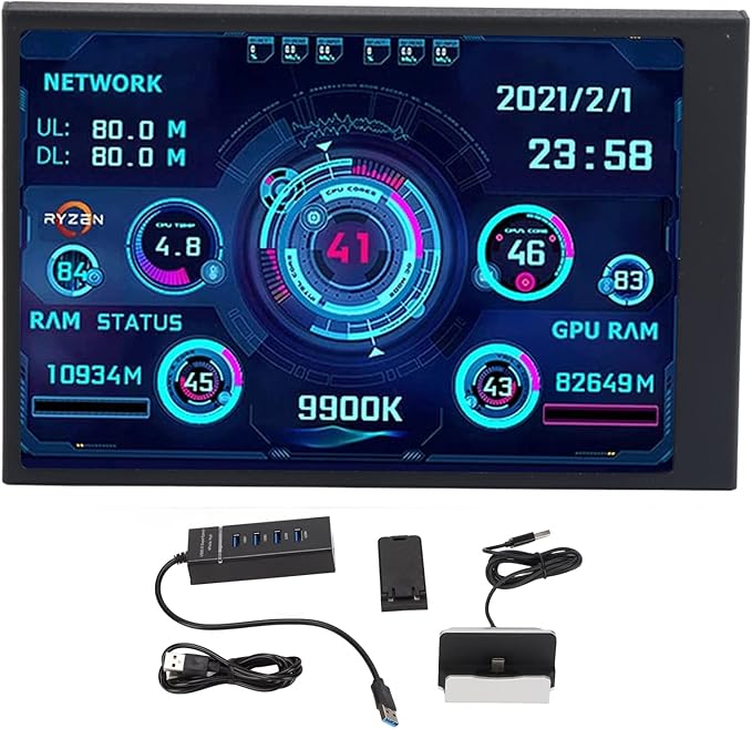 Pomya 3.5 Inch USB Mini Screen 360 Rotation 320 x 480 Resolution Monitor Computer Monitor