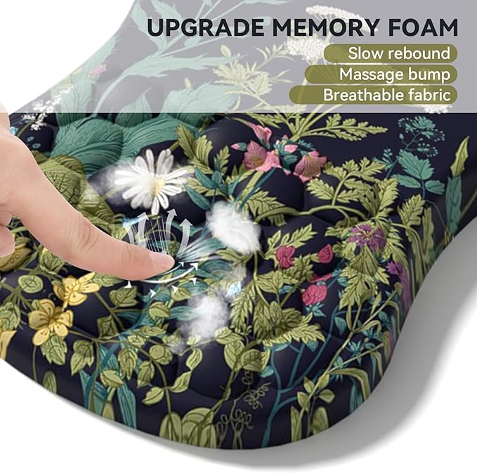 AIMSA Upgraded Wrist Rest Support Mouse Pad Ergonomic Mousepad Massage Memory Foam Design Pain Relief Comfortable Wrist Cushion Mat Non-Slip PU Base for Home Office Flowers Plants