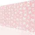 Cute Pink Bow Office Desk Mat 23.6''X11.8''Aesthetic Bowknot Desktop Mat Pu Leather Large Mouse Pad Trendy Kawaii Mousepad Non-Slip Table Mat for Girls Women Home Work Computer Game