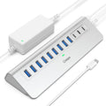 Powered USB Hub intpw 12 Port USB C Hub with 10Gbps USB C 3.2+2 USB A 3.2 7 USB 3.0 2 PD 45W Charging Port 65W Power Adapter + 3.3FT Cable Aluminum USB Hub for Laptop/iPhone 17/16/PC
