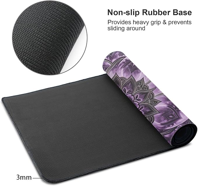 Purple Mandala Boho Floral Desk Cover MatExtended Large Mouse PadComputer Laptop Mat Desk Decor for Office Game Home 30x16 Inch