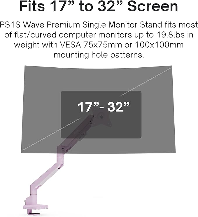 Pixio PX278 Wave Pink 27 inch 180Hz Refresh Rate FHD 1440p Resolution Fast IPS Panel 1ms GTG Response Time Gaming Monitor and PS1S Wave Pink Single Monitor Arm - Fits up to 32 inches and 19.8lbs