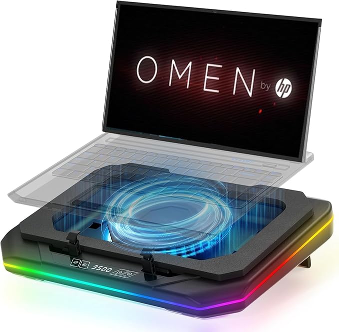 Cooling Pad for Hp Victus Gaming Laptop Cooler with Powerful Turbo Cooling Fan Can Fast Cooling CPU+GPU 40°C Variable Speed6 RGB Light