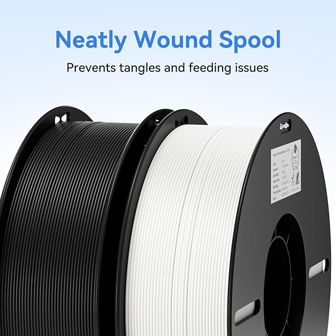 Creality 2kg Black &amp White PLA 1.75mm Filament Bundle for 3D Printing with No-Tangling Strong Bonding and Overhang Performance Accuracy +/- 0.02mm