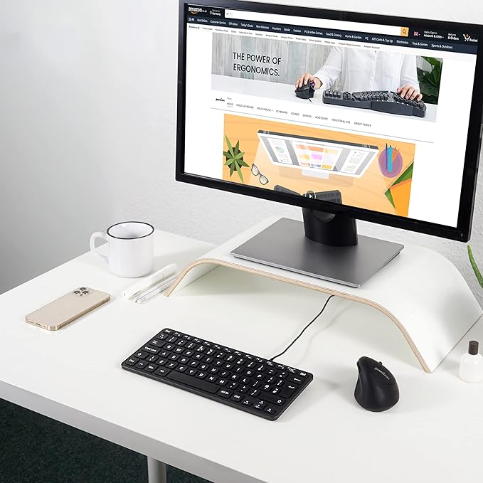 Perixx PERIBOARD-432 Wired Mini USB Keyboard - X Type Scissor Keys - Big Print Keys - US English Black