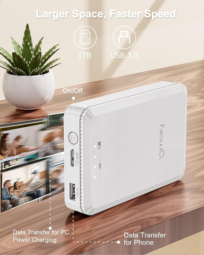 NEWQ Hard Drive for Phone Computer: 2 TB Photo Stick Portable Storage Device External HDD USB Flash for iPhone &amp iPad &amp Android Cellphone Backup Picture | Photo | Video | Data (2TB)