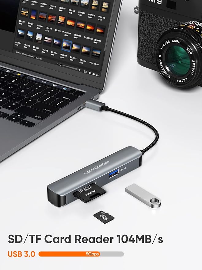 USB C Hub CableCreation 5-in-1 Multiport iPad Pro Adapter with HDMI 4K 2 USB 3.0 SD/Micro SD Card Reader for MacBook Pro/Air iPad Pro Surface Pro XPS and More