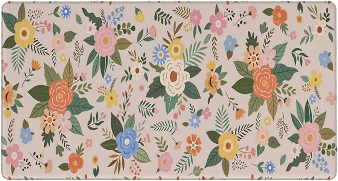 Pastel Pink Green Boho Floral Desk Cover MatExtended Large Mouse PadComputer Laptop Mat Desk Decor for Office Game Home 30x16 Inch