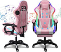 Computer Gaming Chair with Speakers and Massage RGB Video Game Chair Ergonomic Gamer Chair Racing Chair PU Leather High Back Recliner Chair with Lumbar Support Headrest ArmrestPink